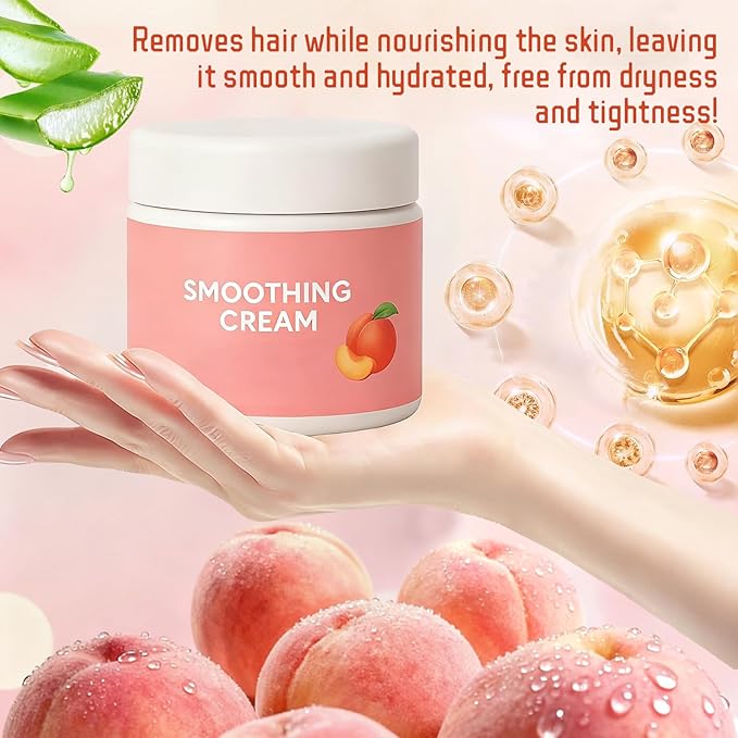 2pcs Luxevéria Facial Hair Removal Cream 50ml, Peach Infused Depilatory, Smooth Skin Treatment for Women & Men