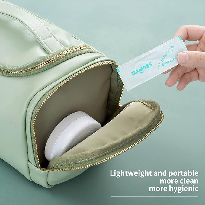 Individually Wrapped Dental Floss Picks-50 Count Professional Shred Rrsistant Flossers-Best Toothpicks Sticks Helps to Fight Tooth Decay-Super Cleanup Oral Care-for Family,Travel,Car,Hotel