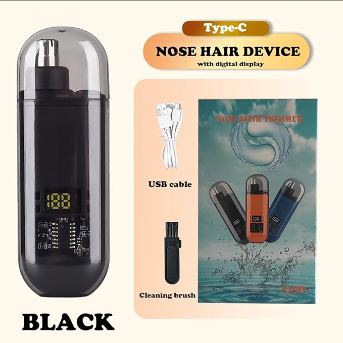 2024 New Pikapipy Nose Hair Trimmer With Digital Display, IPX7 Waterproof Portable Nose Hair Trimmer for Men, 2 in 1 Nasal Hair Cutter Rechargeable Portable Nose Hair Trimmer (2 SET-C)