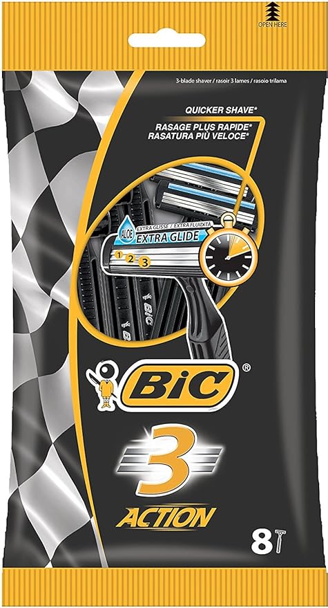 BIC 3 Action Men's Razor - Pack of 8