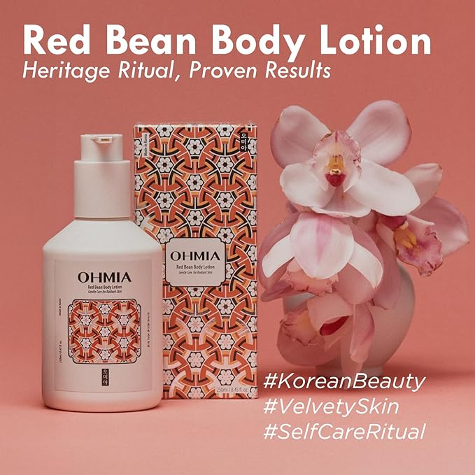 Korean Red Bean Body Lotion - 24-Hour Hydrating Moisturizer for Dry Skin with Peptides & Hyaluronic Acid for Smooth Sensitive Skin Women & Men - Vegan & Cruelty-Free - 8.45 fl oz