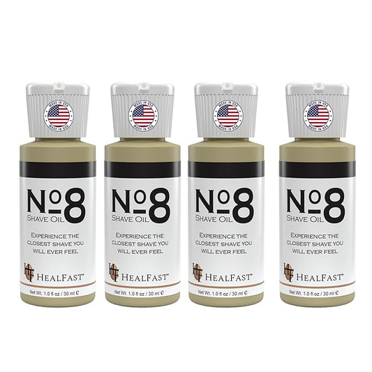 HealFast No. 8 Shave Oil, 4 Pack (1 oz Each), Premium Shaving Oil for Men & Women, Helps Prevent Razor Burn, Razor Drag & Ingrown Hairs
