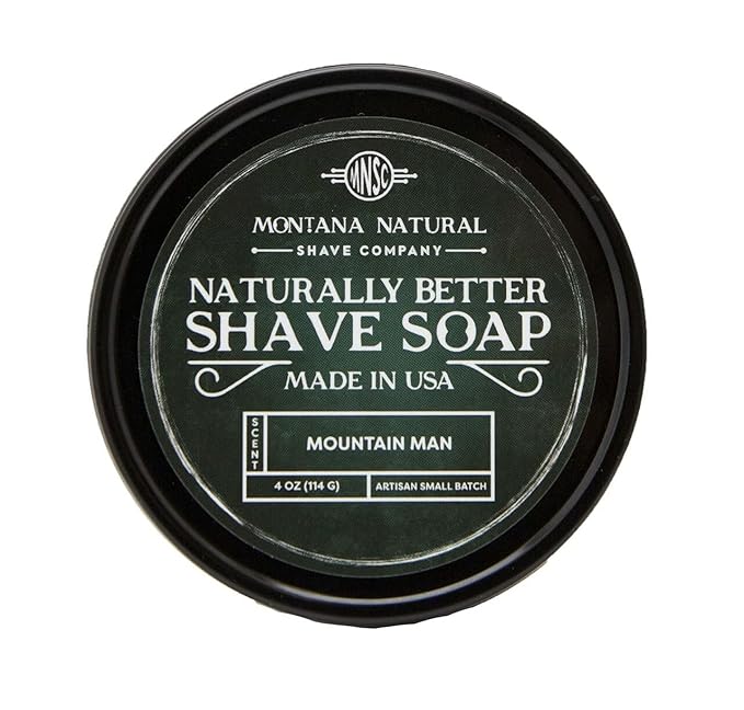 MNSC Mountain Man Artisan Small Batch Shave Soap for a Naturally Better Shave - Smooth Shave, Hypoallergenic, Prevent Nicks, Cuts, and Razor Burn, Handcrafted in USA, All-Natural, Plant-Derived