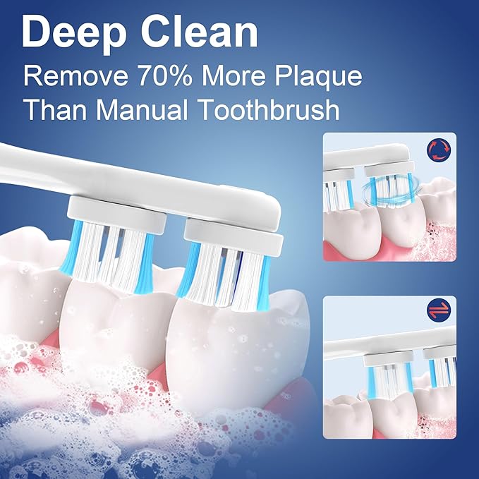 Replacement Toothbrush Heads Compatible with Spinbrush Pro Clean, Deep Cleaning Electric Toothbrush Heads Brush with Dual-Head Design & Medium Bristles 8-Pack