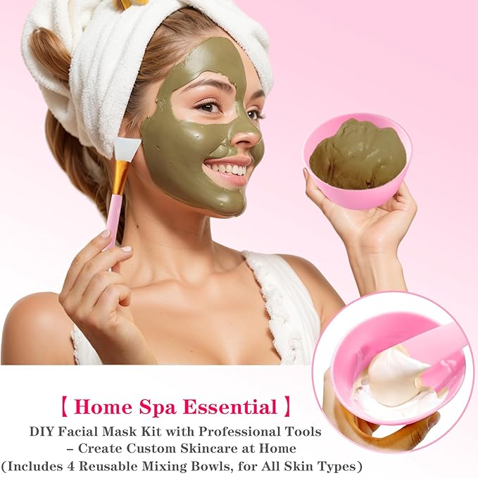 6Pcs Silicone Face Mask Mixing Bowl, Silicone Bowls for Facials, DIY facial mask mixing bowl for Home Salon Spa Face Skin Applicator Bowl, Pink