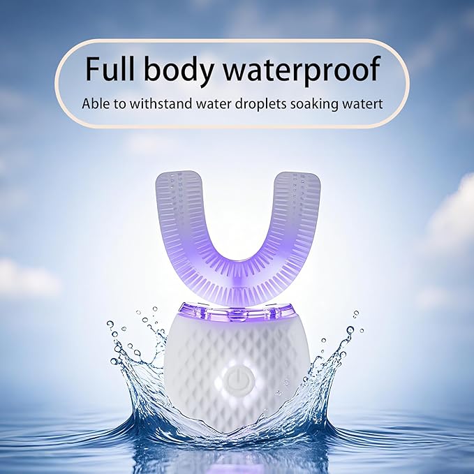 Automatic Toothbrush for Adults - Ultrasonic Electric Toothbrush Rechargeable Waterproof Design with Soft Bristles & 30s Timer Wireless Charging Portable Travel & Home Use (White)
