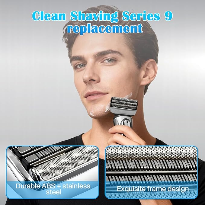 92S Series 9 Replacement Head, Compatible with All Braun Series 9 Electric Shavers, Fits 9477cc 9330s 9465cc 9460cc 9419s 9390cc 9385cc (Silver) (92S)