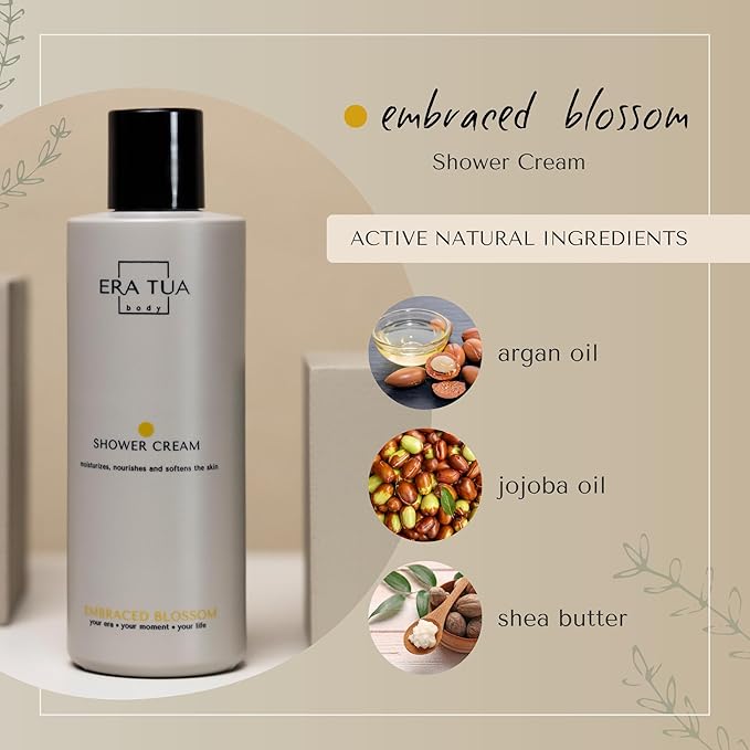 Embraced Blossom Shower Cream | Dutch Made & Formulated | Natural, Vegan, Paraben Free & Cruelty Free | Moisturizing Body Wash for All Skin Types | Orange Blossom & Jasmine Scent | 200 ml