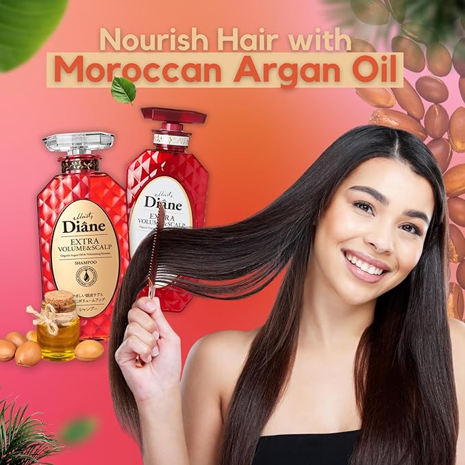 Moist Diane Thickening Shampoo and Conditioner for Fine Hair, Dry Scalp Shampoo and Conditioner for Women & Men by Argan Oil & Keratin from Japan, Silicone & Sulfate Free 30.4 Fl Oz VOLUME & SCALP