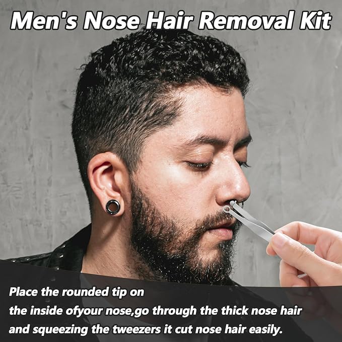 Nose Hair Trimmer and Small Scissors with Round Tip Design, Will Not Hurt The Nasal Cavity, Curved and Rounded Safety Tip Clippers for Eyelashes, Nose, Eyebrow Trimming, Mustache