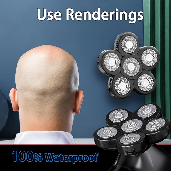 3 Pack Shaver Replacement Blades Compatible with F-ree-bird Head Shaver Kit, 6 Blades Shaver Replacement Heads for Bald Men, Ruixin Replacement Blades for Flex-series Electric, with 3 Brushes.