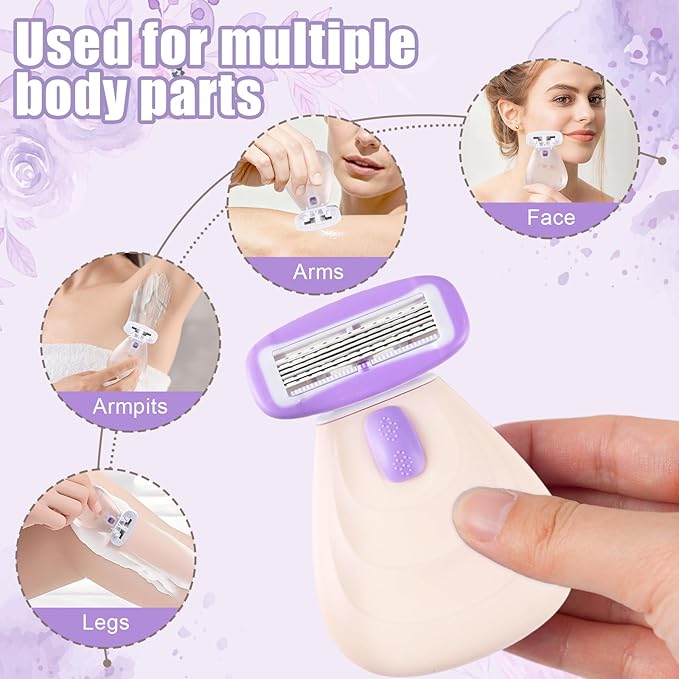 Travel Razor for Women, Pink Disposable Travel Razor Kit Sensitive Skin Razors for Women Business Travels Vacation Essentials
