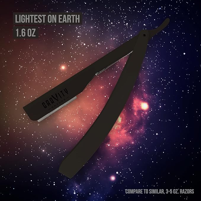 GRAVITY RAZORS Professional Straight Razor Kit – Ultra Exposure, Includes 10 Premium Blades, 2mm Exposed, Matte Black