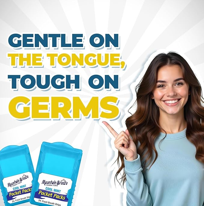 Mountain Breeze Oral Hygiene Mouth Freshener Sugar Free Cool Mint Flavoured Breath Strips (24 Strips Each Cassatte)-Pack of 1(3 Cassette) New