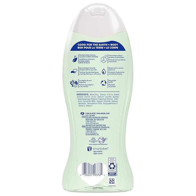 Softsoap Eucalyptus & Mint Body Wash, Moisturizing Body Wash, 20 Oz, (4 Pack)