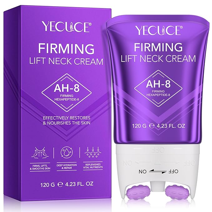 AH-8 Firming Neck Cream, Roll On Neck Creams for Tightening and Firming, Neck & Chest Anti-Aging Treatment for Crepey Sagging Skin & Wrinkles - Women & Men Perfecting, 4.23 fl oz