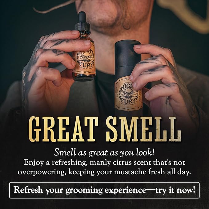 THE VINTAGE GROOMING CO. Mustache Wax Remover Night Fury Oil by Death Grip - Get Wax Out Of Your Handlebar Moustache Or Beard | Mustache Cleaner Kit