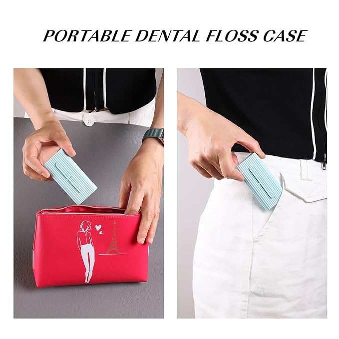 Dental Floss Portable Case, Storage 10 Picks Adult Floss in Box. The Best Tool for Cleaning Teeth and Oral Care. Portable Travel Floss is Perfect for Dinners, Dating, Travel, Hotels. (Blue)
