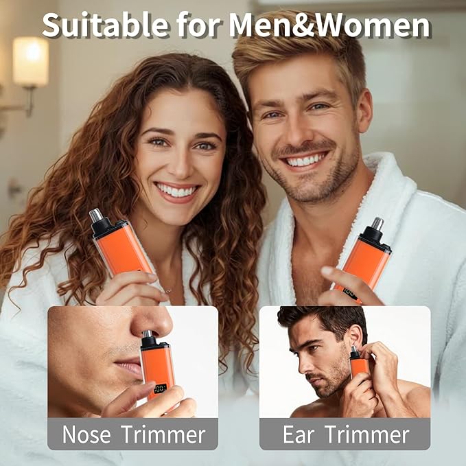 Electric Nose Hair Trimmer for Women Men, Rechargeable Mini Travel Trimmer for Nose and Ear Hair Clippers Portable Trimming with LED Display