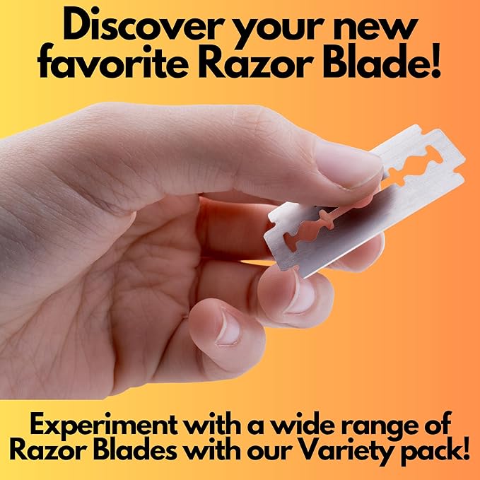 Gents Double Edge Safety Razor Blade Collection Variety Pack 50 Count – Platinum Double Edge Blades Fits All Razors + Styptic Powder Stops Bleeding + Leather Razor Sleeve – Men’s Wet Shaving