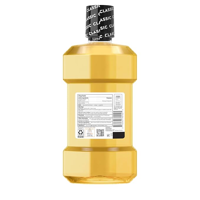 Listerine Original Intense Antiseptic Oral Care Mouthwash to Kill 99.9% of Germs That Cause Bad Breath, Plaque and Gingivitis, ADA-Accepted Mouthwash, Intense Original Flavored Oral Rinse, 1 L