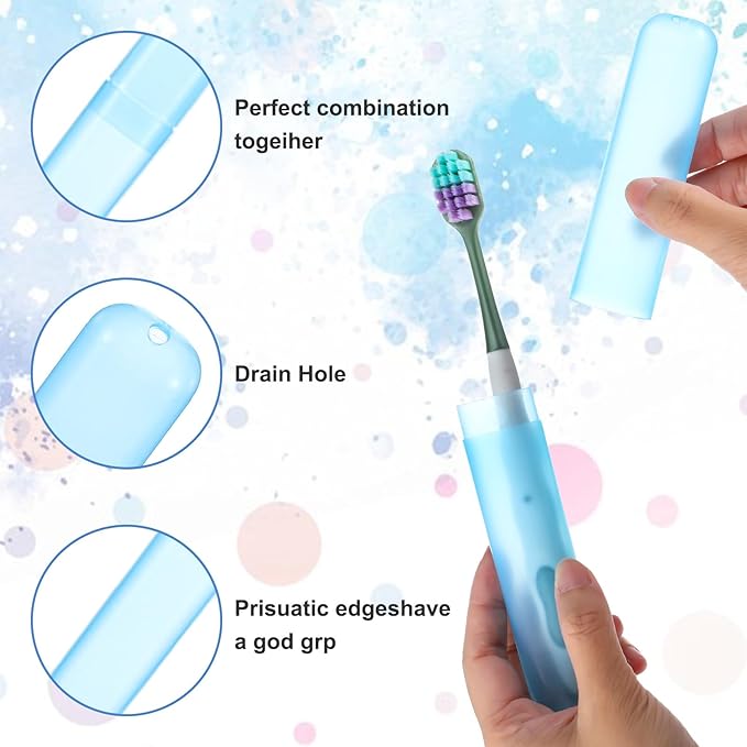 60 Pcs Toothbrush Travel Case, Premium Tooth Brush Holder with 6 Assorted Colors Transparent Frosted Plastic Protector Covers, Portable Storage for Traveling Camping Home School Business Use