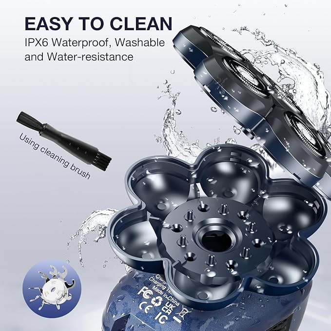 Head Shavers for Bald Men: 5-in-1 Electric Razor - Waterproof Wet Dry Shaving - Professional Grooming Kit for Balder - Rechargeable Head Shavers for Face/Beard Use (Bright Blue)