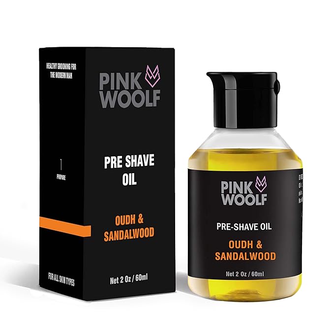 Pre-Shave Oil for Men | Oudh & Sandalwood Scent | Softens Skin and Prepares for Smooth, Razor Burn-Free Shave | Suitable for All Skin Types | 2 Fl Oz Natural Shaving Oil | Pack of 1