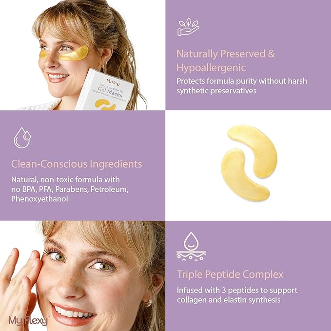 Under Eye Patches for puffy eyes and dark circles, Collagen & Peptides Skincare, Gold Eye Masks for dark circles and puffiness, Self Care Gifts for Women & Men, Under Eye Mask Patches-Gold 24 Pairs
