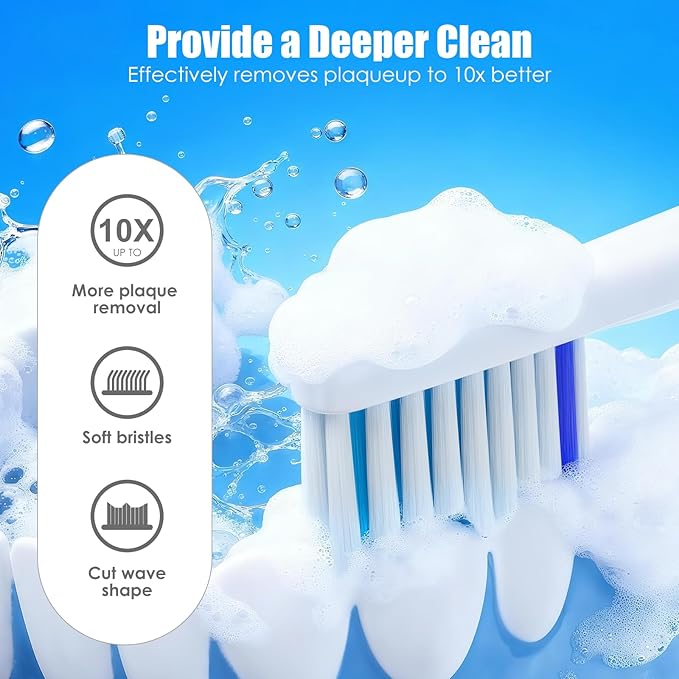 Replacement Toothbrush Heads, Compatible with Philips Sonicare Click-on Electric Toothbrush Handles,8 Pack Replacement Heads for Philips Sonicare C1 C2 G2 5100 6100 Brush
