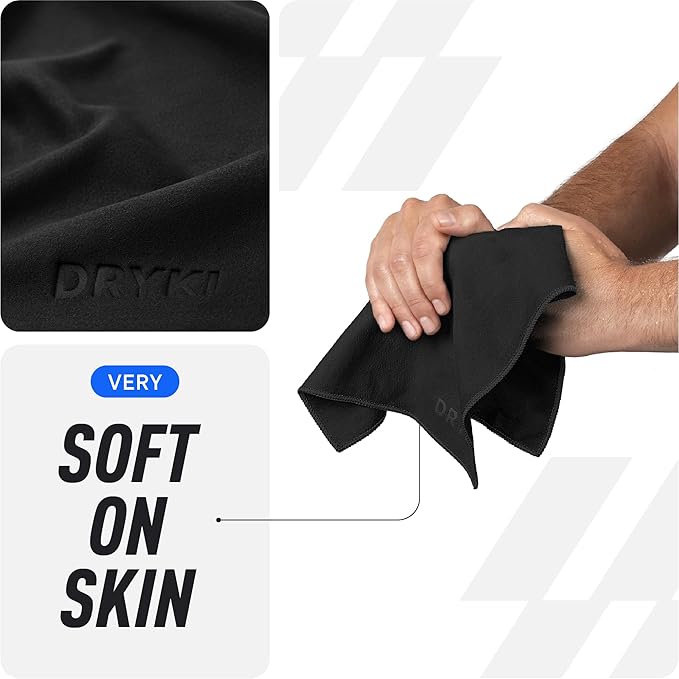 Pocket-Sized Sweat Towels - The Original Sweat Absorbing Handkerchiefs - Quick-Dry Microfiber Sweat Rags for Face, Hands, & Body - Men & Women - Gym, Sports, and Work (Black: 5 Pack + Free Bag)