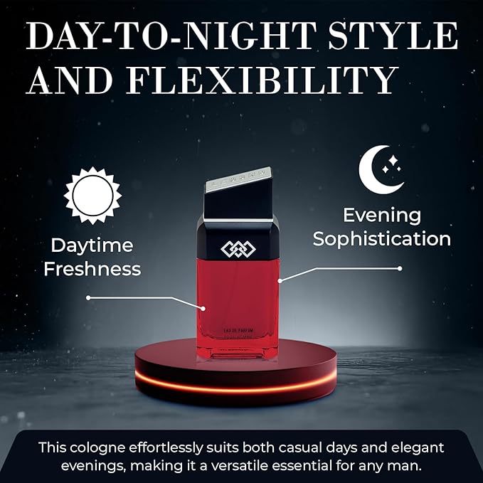 LEG3ND Men's Cologne Eau de Parfum Spray - 3.4oz/100ml Long-Lasting Scent with Elegant & Sleek Glass Bottle - Fragrance for Men with Luxurious Patchouli & Woody Notes (Red Edition)