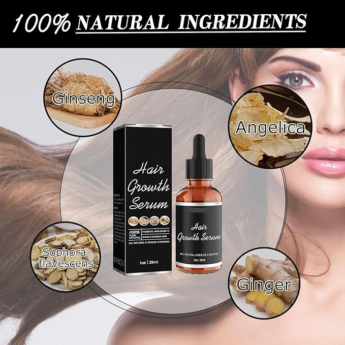 Hair Growth Oil for Women & Men, Hair Loss Treatments Oil for Dry Damaged Hair and Growth, Hair Growth Serum for Thicker Longer Fuller Healthier Hair (4 Pcs)