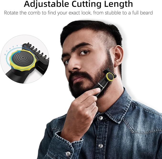 RUIM 3-in-1 Men's Body Groomer - Waterproof Electric Shaver for Groin, Chest, Back & Body Hair, with Nose & Eyebrow Trimmer Attachments for Painless Wet/Dry Use