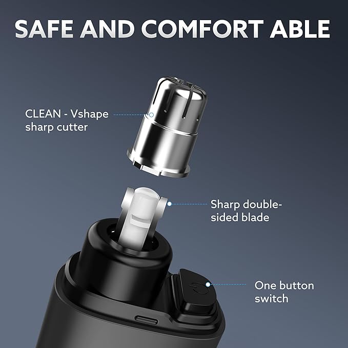 Nose Hair Trimmer for Men,Portable Painless Ear and Nose Hair Trimmer USB Rechargeable, 9000 RPM,360° Rotating Waterproof Dual Edge Blades Nose Trimmer Women (Black)