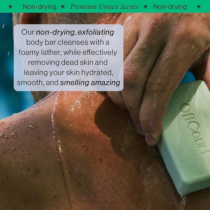 OffCourt Exfoliating Bar Soap – Whole Body, Deep Cleansing and Hydrating Soap for Men & Women - All Skin Types - Non-Drying Bar - Fresh Fig Leaves Scent (5oz, 1 Pack)