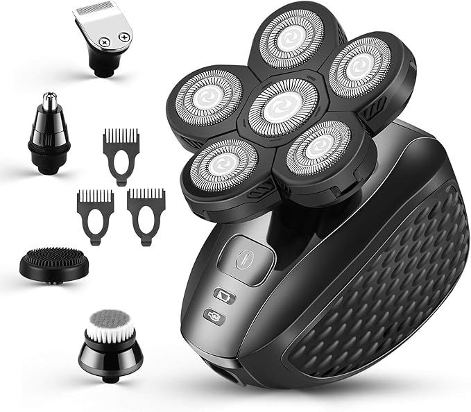 Head Shavers for Men - Upgraded Multifunctional Bald Head Shaver, Waterproof Electric Razor for Men Cordless Rechargeable Shaving Grooming Kit (Gray)