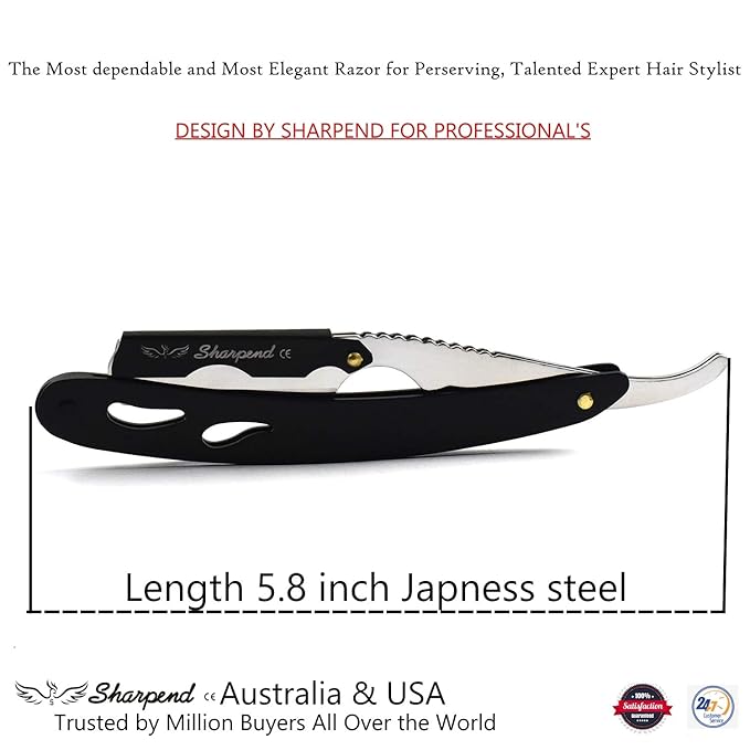 Sharpend Professional straight razor for men Handmade stainless Steel straight Razor kit Barber Razor Men Straight Razor Blade shavette straight edge razor with 20 single edge blades