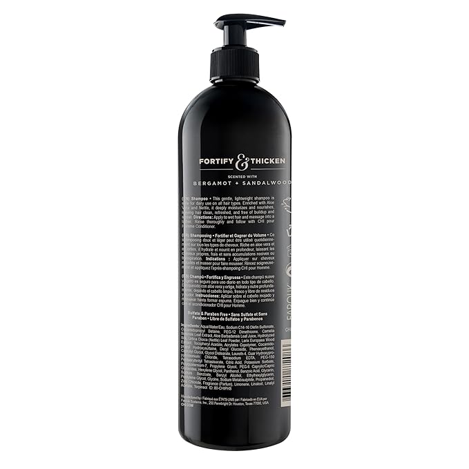 CHI Pour Homme Moisturizing Daily Shampoo for Men, Sulfate-Free Hair Cleanser with Aloe Vera & Nettle, Hydrates & Fortifies for Thicker, Healthier Hair, Fresh Woody Scent, 25 oz