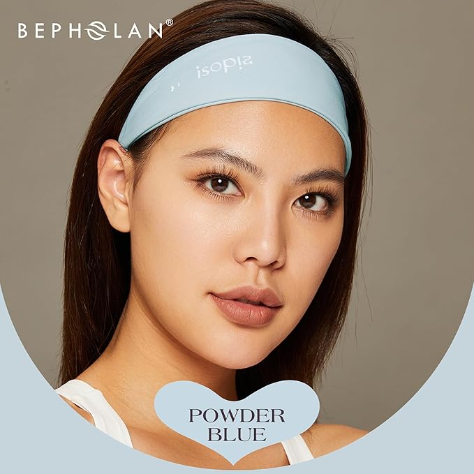 BEPHOLAN Eyelash extension isolation headband, gray headband Sport Headbands for Women, Elastic Soft Fabric Non-Slip Hair Bands Hair Warp for Daily Workout Yoga Running Sports