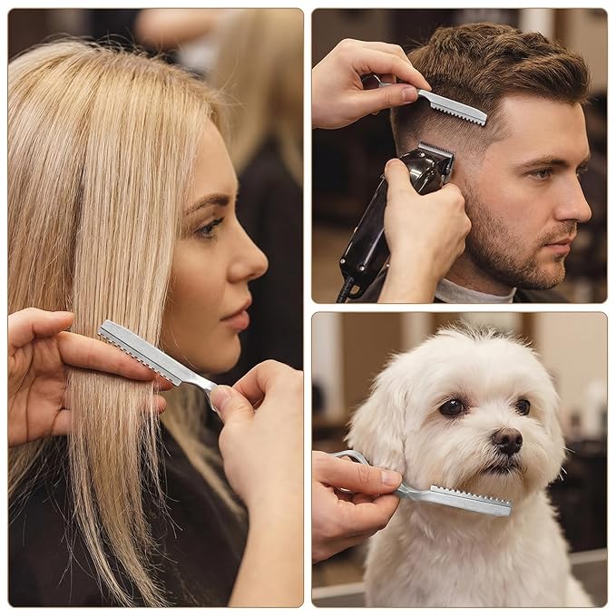 Hair Razor for Hair Cutting Stainless Steel Hairs Thinning Styling Razors with 10 Pcs Sharp Blades Suitable for Salon and Home Silver 17.5cm