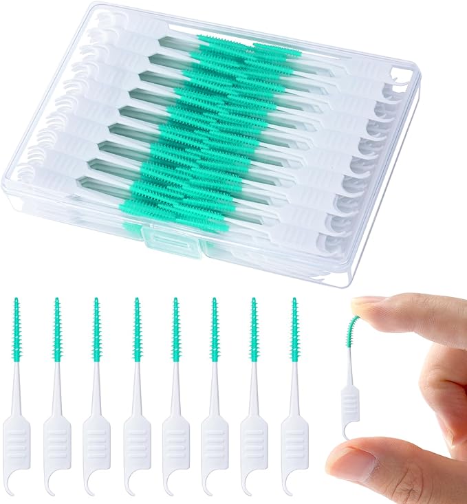 270 PCS Dental Floss Picks, Floss Picks for Teeth, Soft Silicone interdental Brush, Toothpicks Dental Brush, Tooth Flossing Picks with Case, Disposable for Teeth Cleaning, Green Color