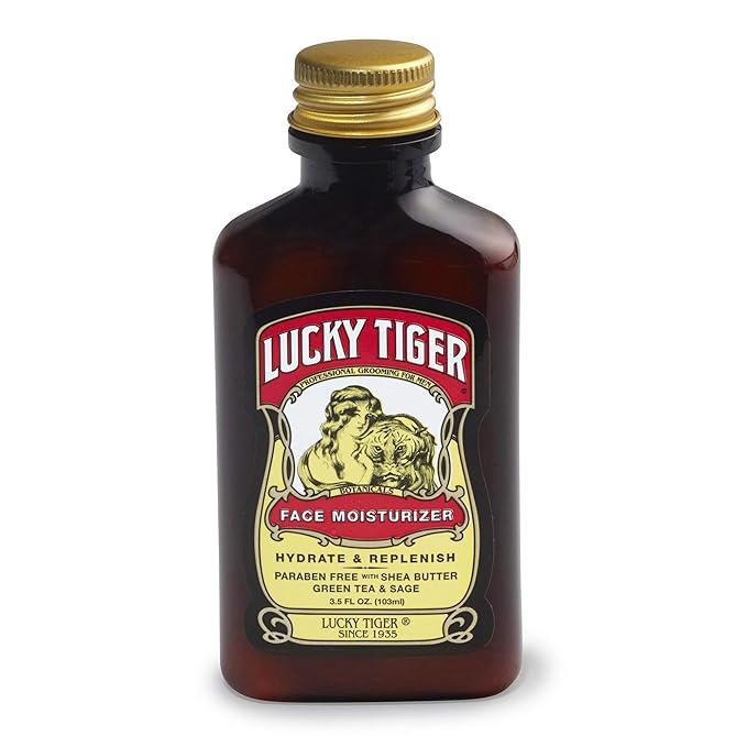 Lucky Tiger Face Moisturizer for Men (3.5 Fl Oz) – Hydrating and Replenishing Facial Cream with Shea Butter & Green Tea – Purifies & Reduces Wrinkles- Alcohol-Free & Fragrance-Free