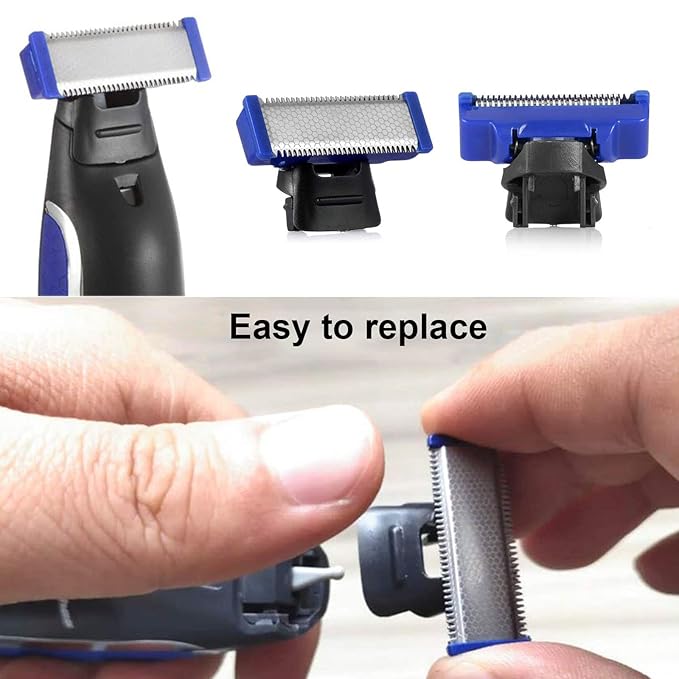 4PCS LinMei Shaver Replacement Heads Compatible for 1st Generation Microtouch Solo Men's Rechargeable Full Body Hair Trimmer and Shaver Replacement Cutter Head with 2 Clean Brush