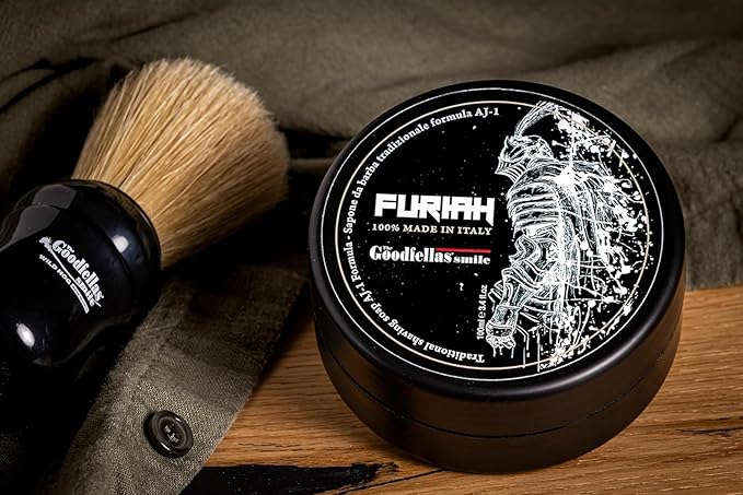 The Goodfellas’ Smile FURIAH (Leather & Wood) Italian Shaving Soap – Premium Tallow-Based Wet Shaving Soap for Razor Glide, Brush Lather & Bold Scented Grooming