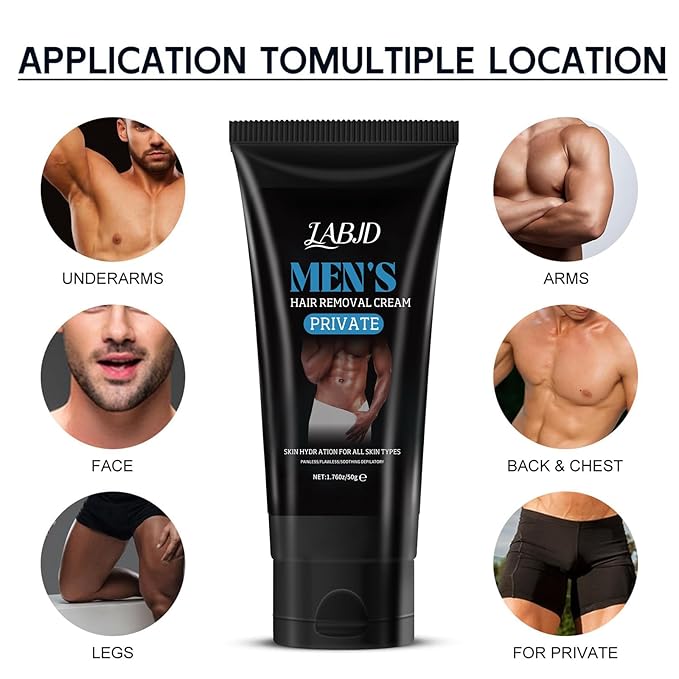 2 Pcs Hair Removal Cream for Men, Intimate Hair Removal Cream for Men Painless Depilatory for Unwanted Male Hair In Private Area, Suitable for All Skin Types