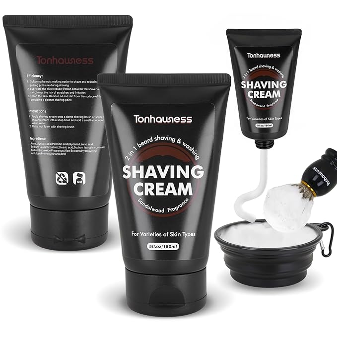 Travel Shaving Brushes Kit For Men, 5 In 1 Shaving Brush Set With Badger Hair Shave Brush, Shaving Brush Travel Case, Shaving Cream, Foldable Shaving Bowl and Washbag For Trip, Holiday