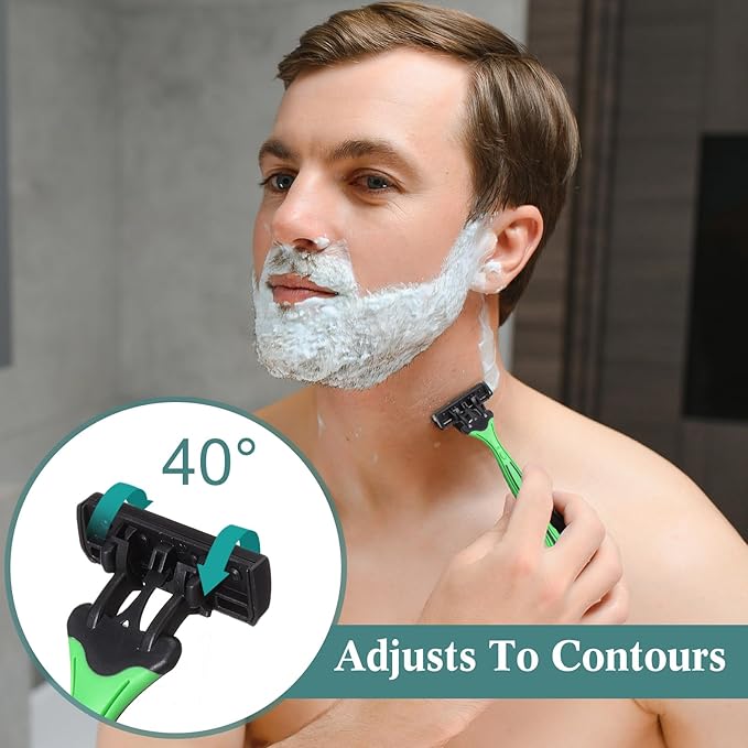 32 Pcs Men's Disposable Razors Bulk 3 Blade Shaving Razors for Sensitive Skin Comfortable Head Shave Valentine Gifts
