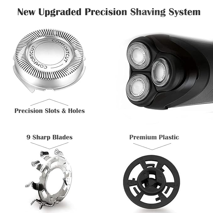 SH30 Replacement Heads Blades Compatible with Philips Series 3000 20001000 S738, SH30 Replacement Heads for Shavers Series 3000, Upgraded Replacement Blades for Razor S1560 3Pack w/Brush