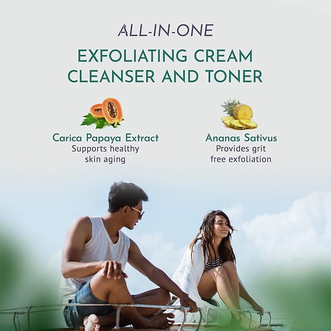 OM Botanical One Step Natural Face Cleanser – Exfoliating, Hydrating & Toning Ayurvedic Cream Cleanser | Organic, Sulfate-Free Face Wash for Radiant Skin | Gentle for Men, Women & Teens